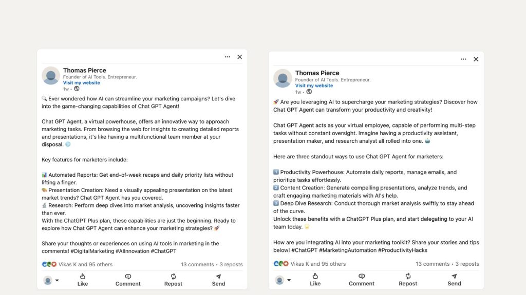 Youtube to linkedin examples